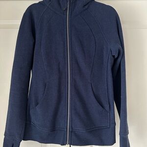 Navy Blue Lululemon Zip-Up Scuba with Hoodie